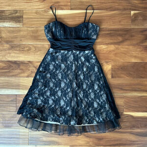 Speechless Black Lace with Nude Color Liner and Crinoline Layer Dress size Large